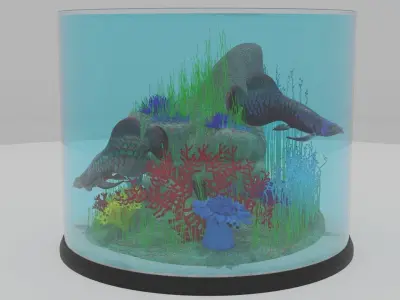 Aquarium in glass container 3D model