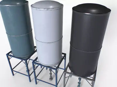 Water Tanks Pack 3 Low-poly 3D model