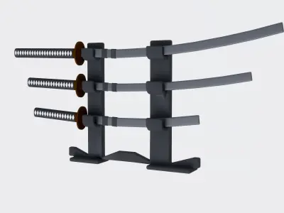 Katana three samurai swords 3D model purchase