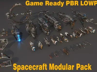 Spacecraft Pack Low-poly 3D model