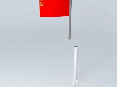 hj ussr flag on pole Free 3D model