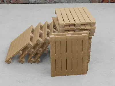 Pallet Wood Realistic Low-poly 3D model