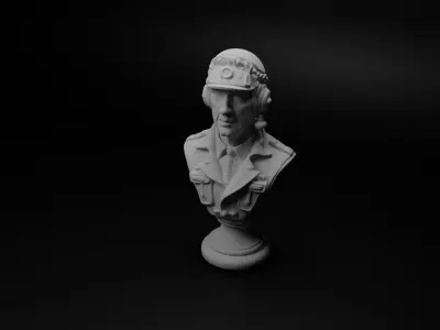 Air Force Pilot Bust Chess 3D print model get