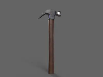 PBR Claw Hammer Wood3 Low-poly 3D model