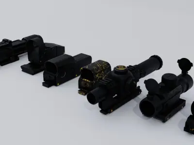 Gun Scope Collection Low-poly 3D model