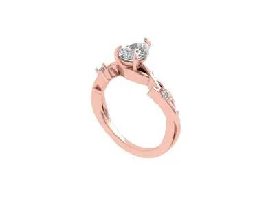 Pear Art Deco Ring 3D print model 5