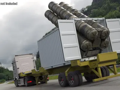 Deployed Air Defense Launcher Module in Green Camo 3D model