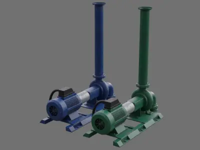 Water Pump 2B Low-poly 3D model