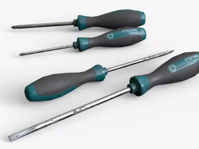 Screwdrivers Pack Low-poly 3D model