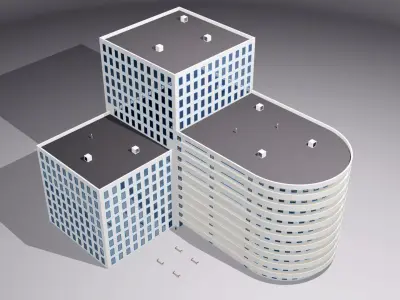 Multi-storey building Low-poly 3D model purchase