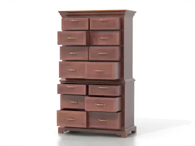 Antique Wooden Chest of Drawers 03 Low-poly 3D model