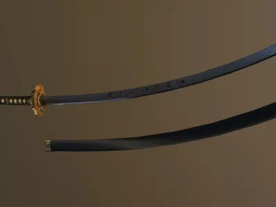Katana - model and textures Free low-poly 3D model
