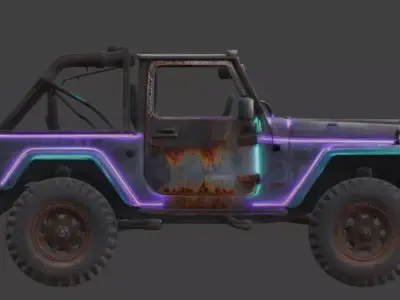 Cyberpunk Rusty Off Road Monster Truck 3D Model V04 Low-poly 3D model