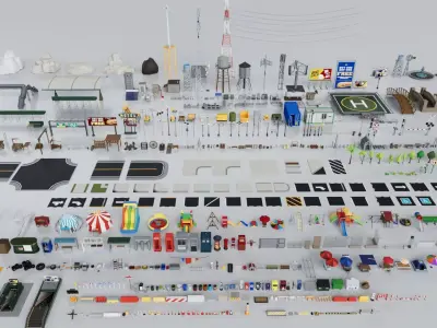 Realistic City Bundle Mega Pack Collection 3D model