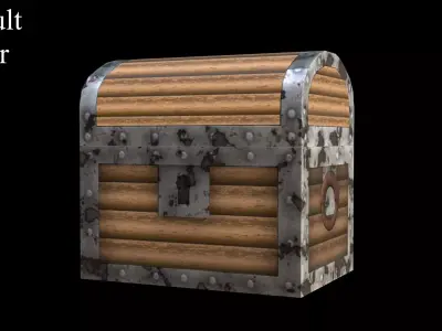 Pirate Wood Treasure Chest Low-poly 3D model