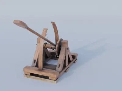 Da Vincis Catapult  Low-poly 3D model