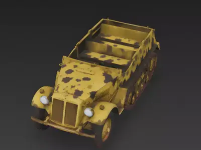 WWII Armored Half-Track Personnel Carrier 3D Model Low-poly 3D model