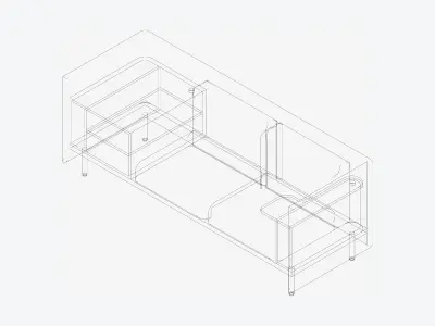 Sofa - Contemporary - Flame - Medium - Corner Shelf Low-poly 3D model get