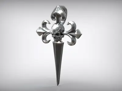 Orden Santiago Cross Amulet Skull 3D print model
