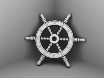 Ship Steering Modeling  Low-poly 3D model