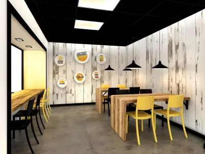 Fast food restaurant design Low-poly 3D model