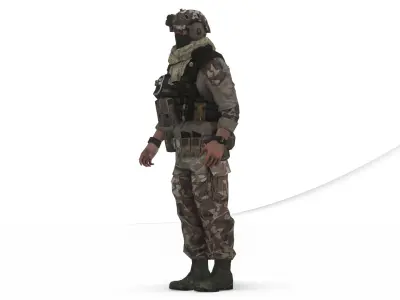 Modern Military Soldier 3D Model Game-Ready Rigged Low-poly 3D model