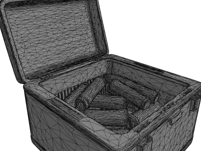 Military Ammo Crate with Bullets Low-poly 3D model