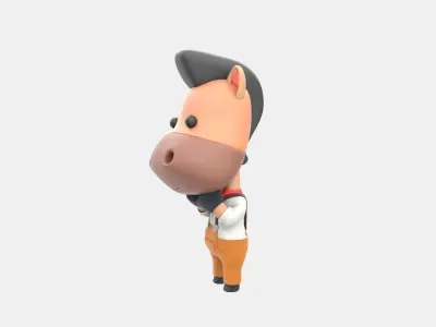 Cute Horse 3D Illustration 3D model 2