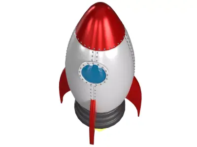Cartoon Rocket Ship PBR Low-poly 3D model