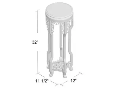 Round Pedestal Mahogany Plant Stand 3D model