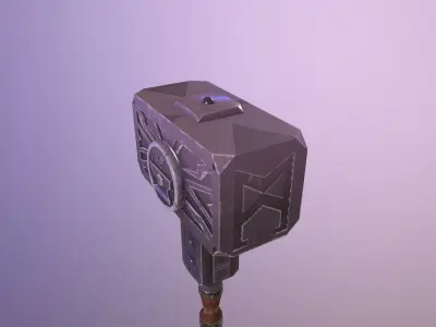 stylized hammer weapon Low-poly 3D model