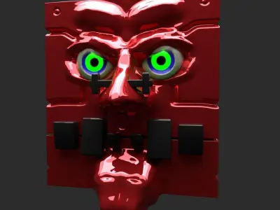 low poly evil cube Low-poly 3D model