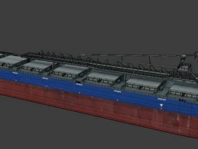 Self-unloading bulk carrier 3D model Low-poly 3D model