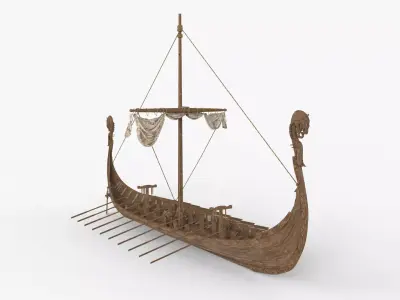 Viking Ship Folded  Low-poly 3D model
