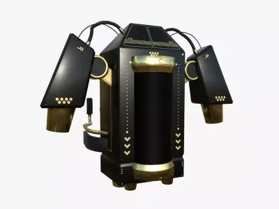 Jetpack G02 Black Golden - SciFi Character Design Low-poly 3D model