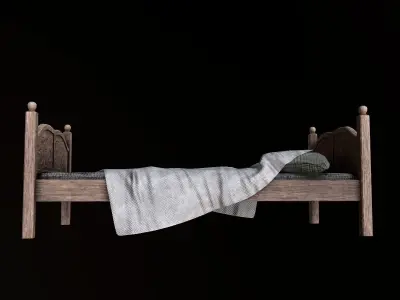 Tavern Bed - PBR Game Ready Low-poly 3D model