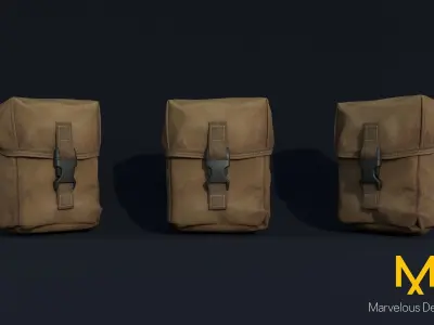 Film-grade military ammo pouch model Low-poly 3D model