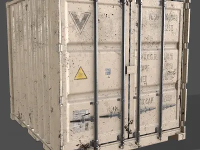 PBR 10 ft Storage Container - White Low-poly 3D model
