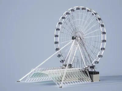 Rigged Ferris Wheel - American Dream PBR 3D model