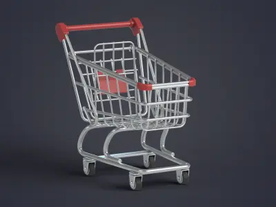 Shopping Cart Low-poly 3D model buy