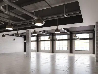 low poly interior loft office hall 03 Low-poly 3D model