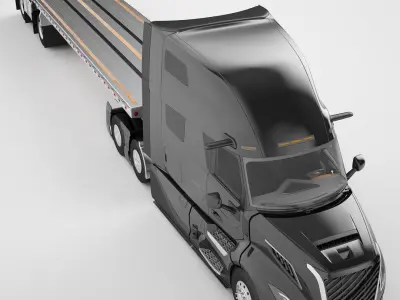 Semi Truck Generic Flat Trailer 03 3D model