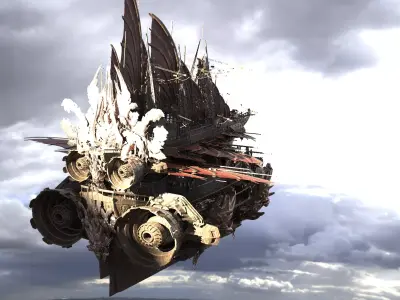 Samurai Airship Dragon Master Extended Mothership 3D model