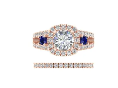 3Stone Solitair Ring Bridal Set 3D print model buy