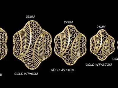 VR-PND2281 gold plated leaf earrings 3D print model