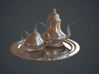 Victorian era silver teapot Low-poly 3D model