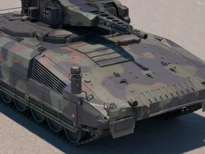 Puma German IFV Military Tank Green Rigged 3D model