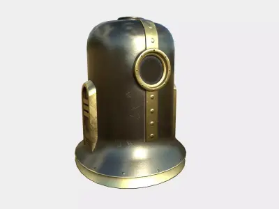Old Diving Helmet C05 Black Gold - Character Design Fashion Low-poly 3D model