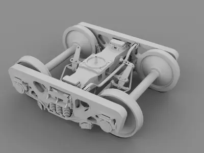 Bogie of railway freight train 3D model