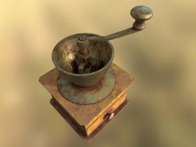 Rusty Coffee Grinder Low-poly 3D model